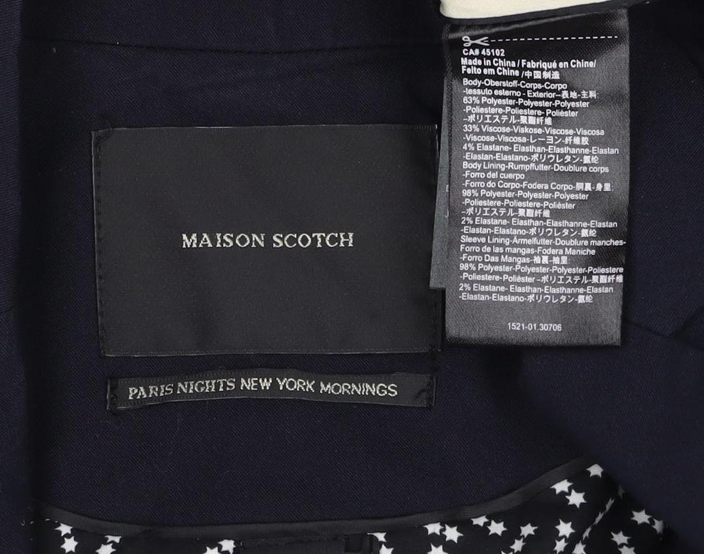 Maison Scotch Women’s Navy Size 2 Single-Breasted Star Lined Blazer