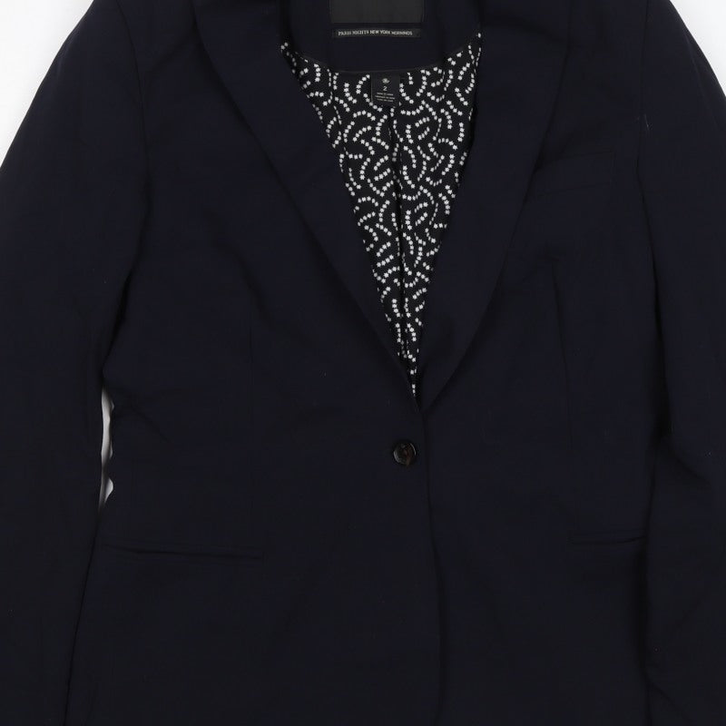 Maison Scotch Women’s Navy Size 2 Single-Breasted Star Lined Blazer