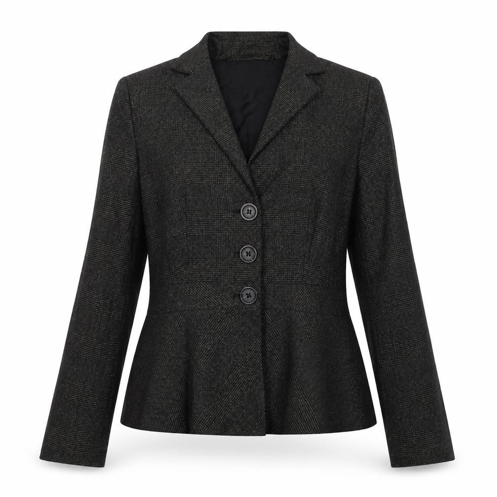MNG Suit Women’s Black Check Blazer UK 14 Single-Breasted Lined