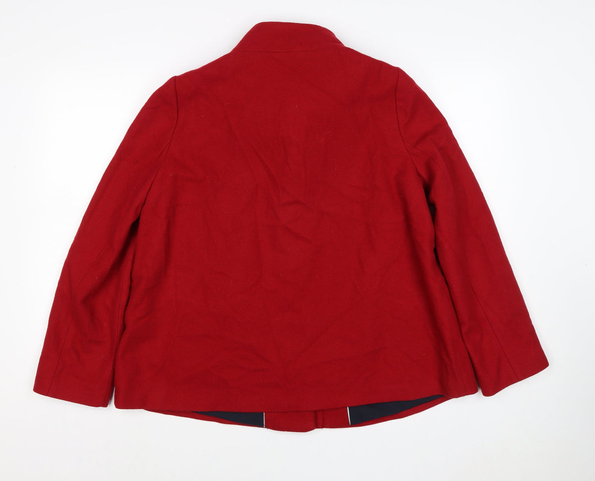 Mango Women Red UK 12 Short Collared Zip Front Coat Jacket