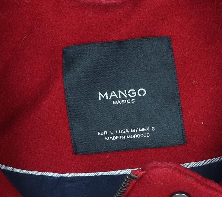 Mango Women Red UK 12 Short Collared Zip Front Coat Jacket