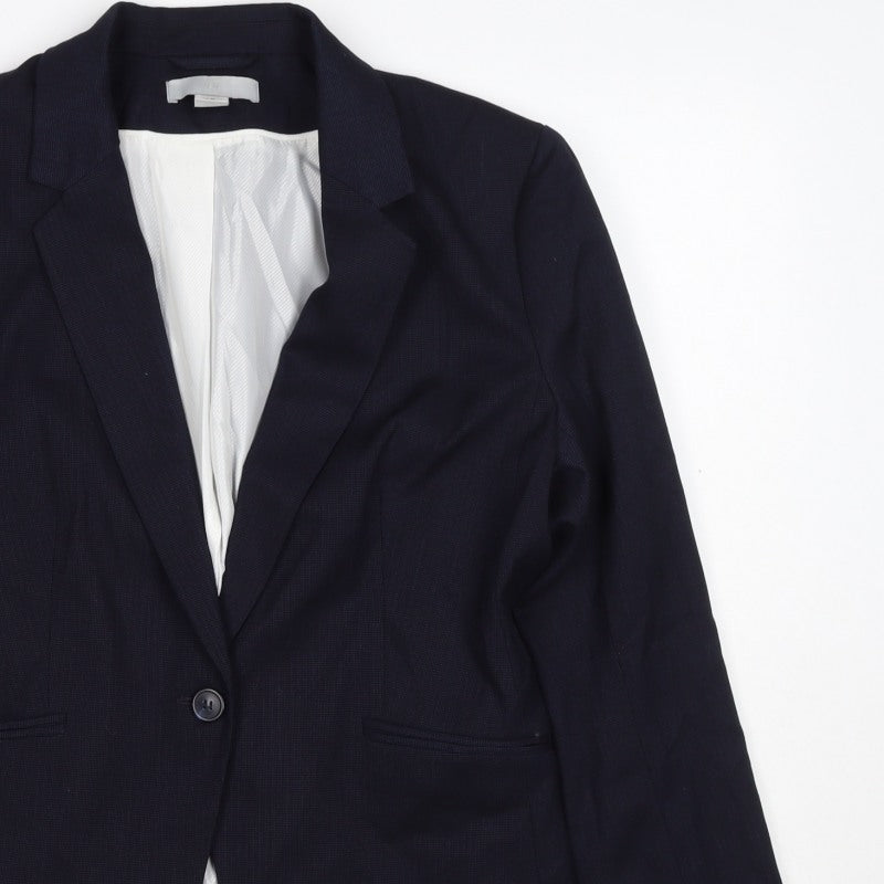 H&M Women’s Navy Blue UK 16 One Button Lined Tailored Blazer