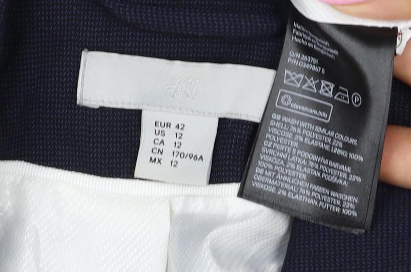 H&M Women’s Navy Blue UK 16 One Button Lined Tailored Blazer