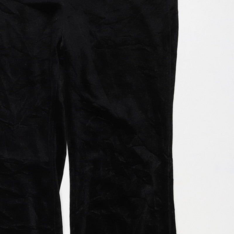 Monki Women Black S Velvet Flared Elastic Waist Trousers