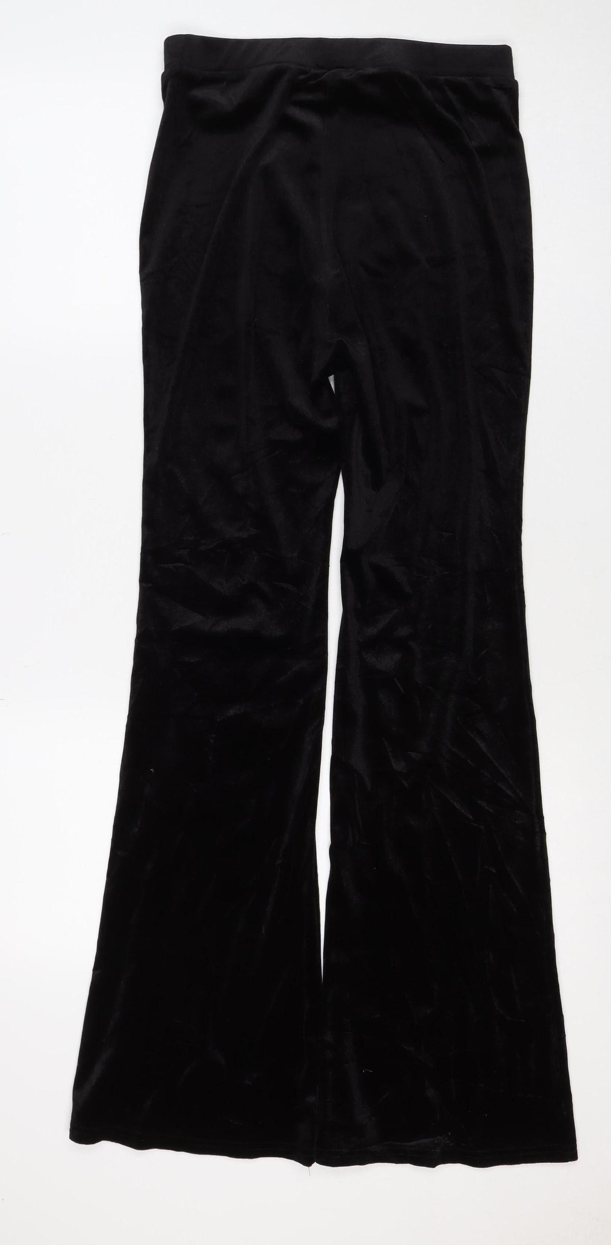 Monki Women Black S Velvet Flared Elastic Waist Trousers