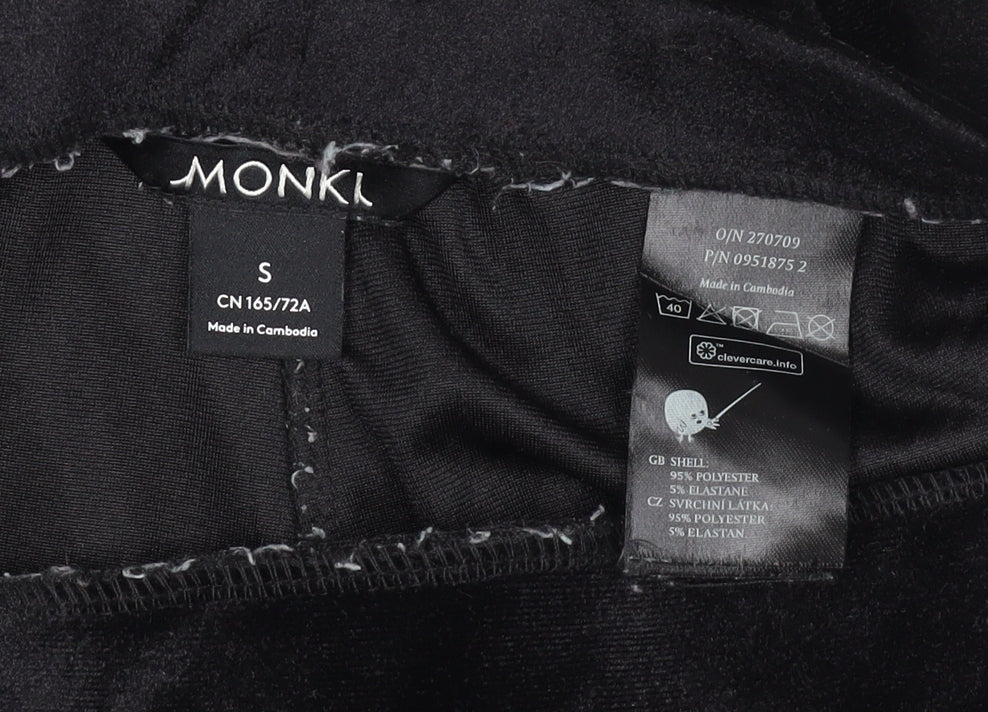 Monki Women Black S Velvet Flared Elastic Waist Trousers
