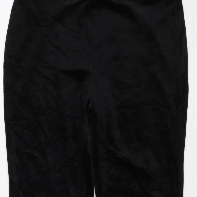 Monki Women Black S Velvet Flared Elastic Waist Trousers