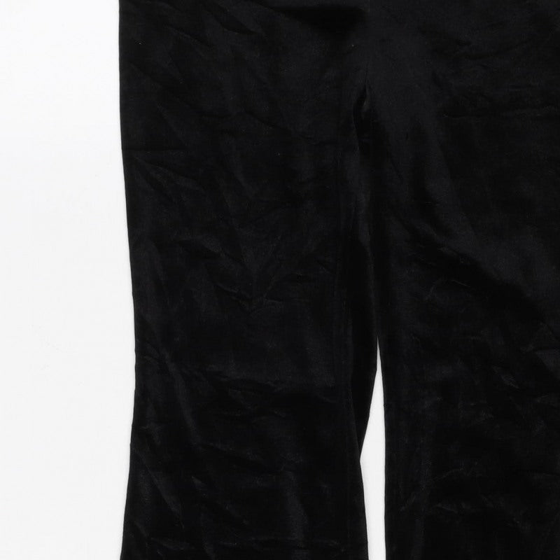 Monki Women Black S Velvet Flared Elastic Waist Trousers