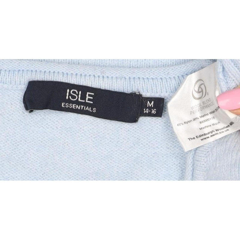 Isle Essentials Women’s Blue Size 14 Round Neck Knit Jumper