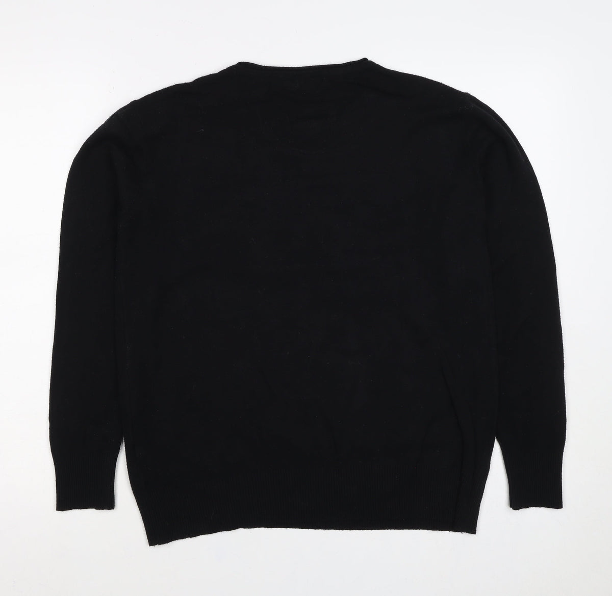 Finery Women’s Black XL Heart Beaded Rhinestone Knit Pullover Jumper