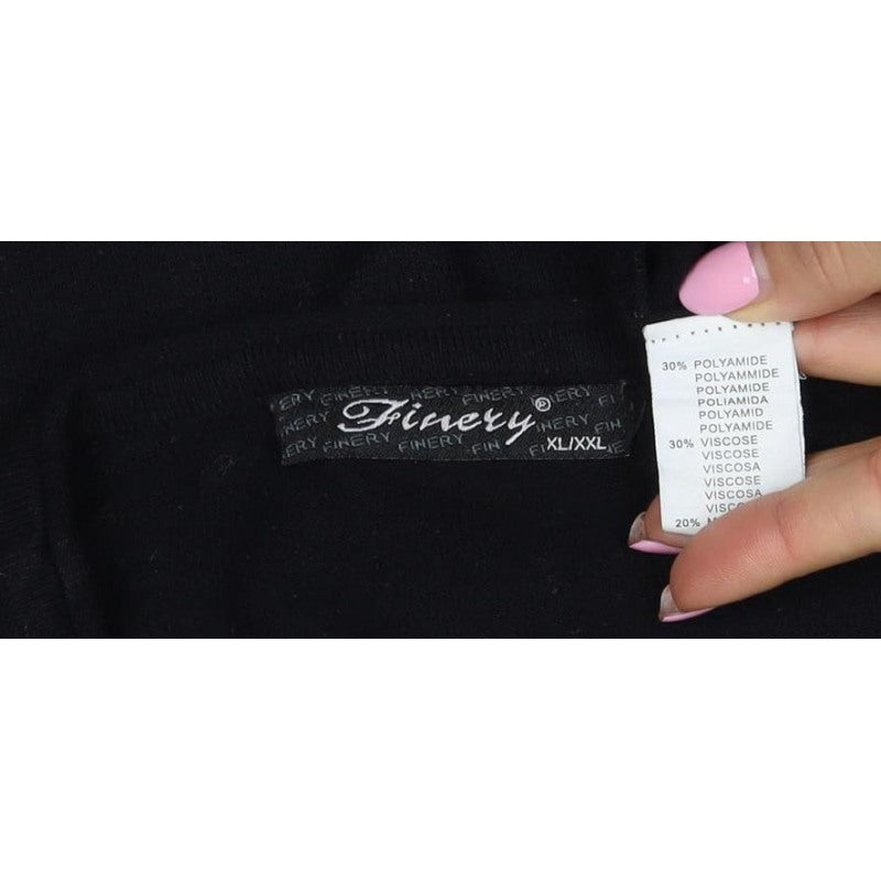 Finery Women’s Black XL Heart Beaded Rhinestone Knit Pullover Jumper