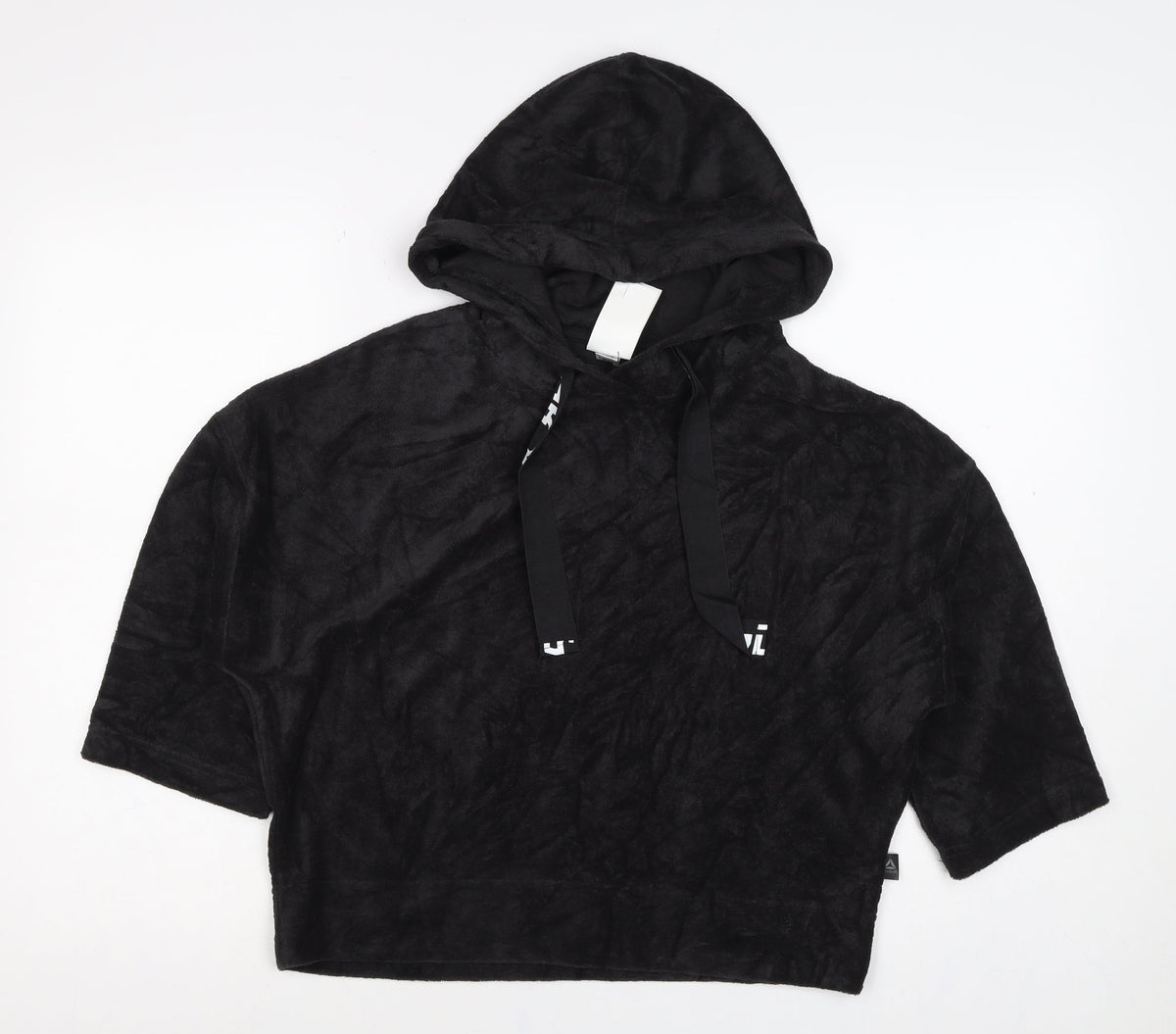 Reebok Women's Black XS Hooded Pullover Fleece Logo Sweatshirt