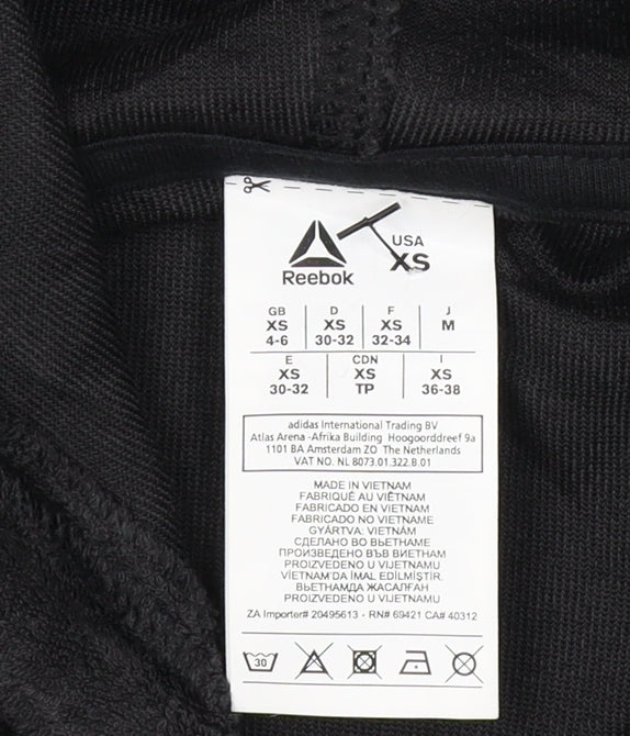 Reebok Women's Black XS Hooded Pullover Fleece Logo Sweatshirt