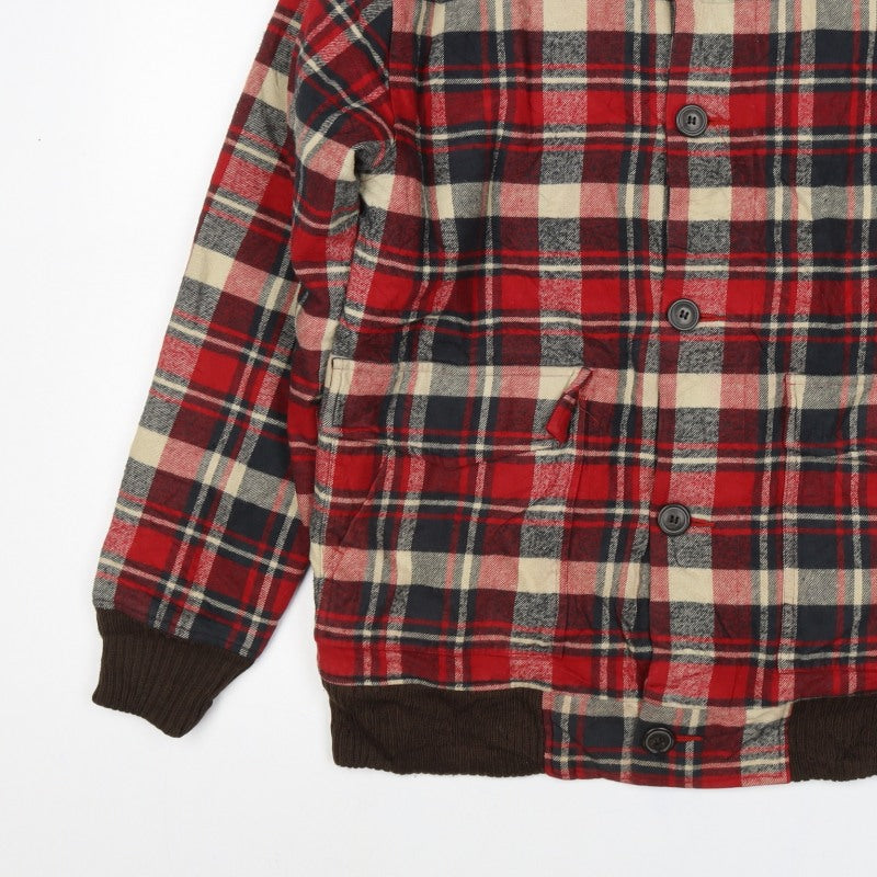Woolrich Men's Red Plaid Medium Lined Button Outdoor Jacket
