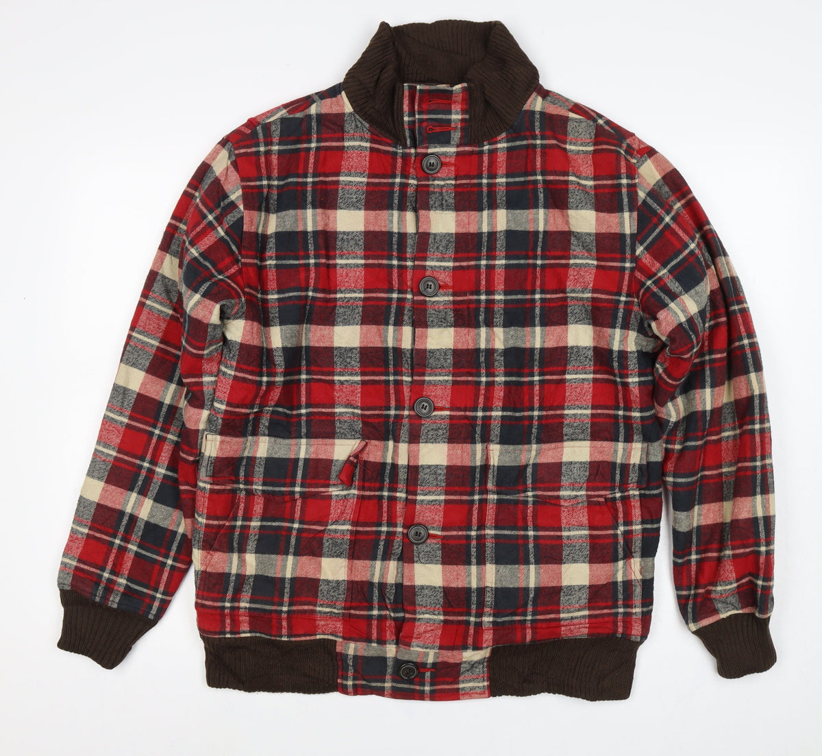 Woolrich Men's Red Plaid Medium Lined Button Outdoor Jacket