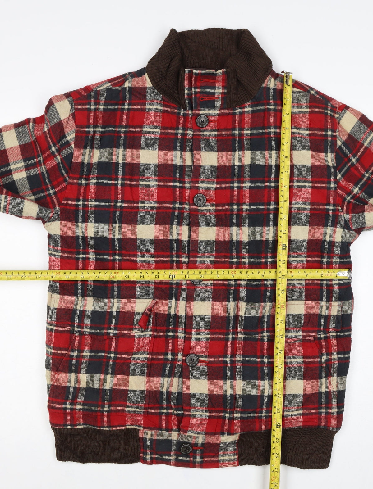 Woolrich Men's Red Plaid Medium Lined Button Outdoor Jacket