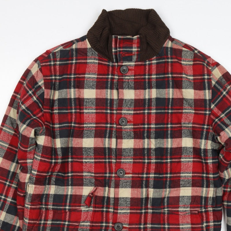 Woolrich Men's Red Plaid Medium Lined Button Outdoor Jacket