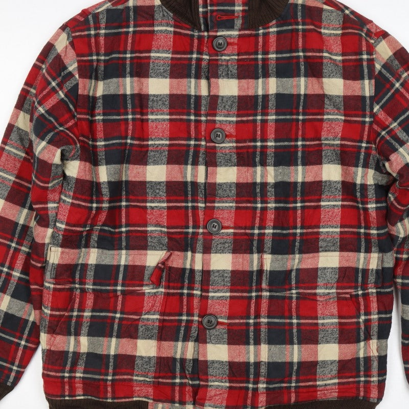 Woolrich Men's Red Plaid Medium Lined Button Outdoor Jacket