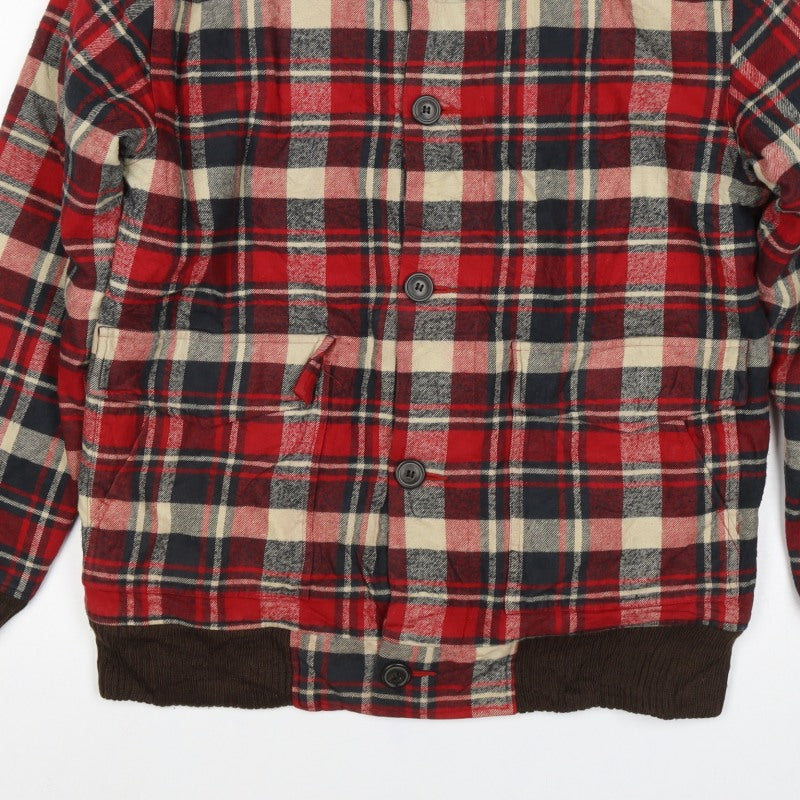 Woolrich Men's Red Plaid Medium Lined Button Outdoor Jacket