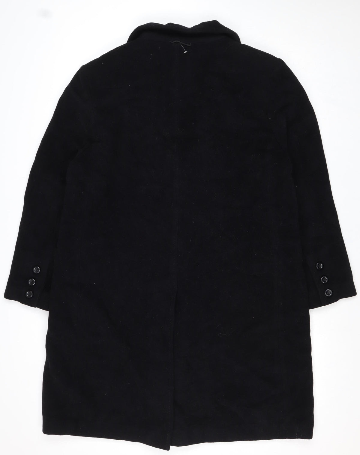 London Fog Women's Black UK 10 Petite Wool Long Button Overcoat