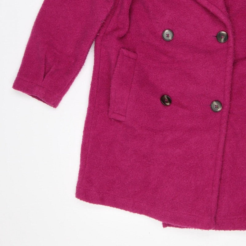 TU Women’s Pink Size S Double-Breasted Pea Coat Fleece Button Jacket