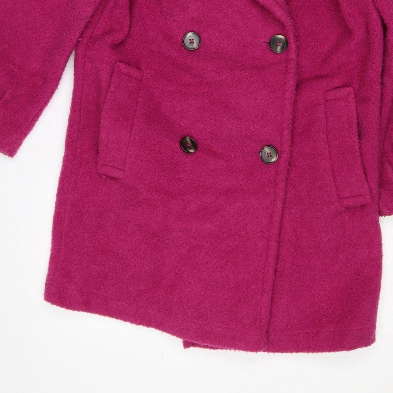 TU Women’s Pink Size S Double-Breasted Pea Coat Fleece Button Jacket
