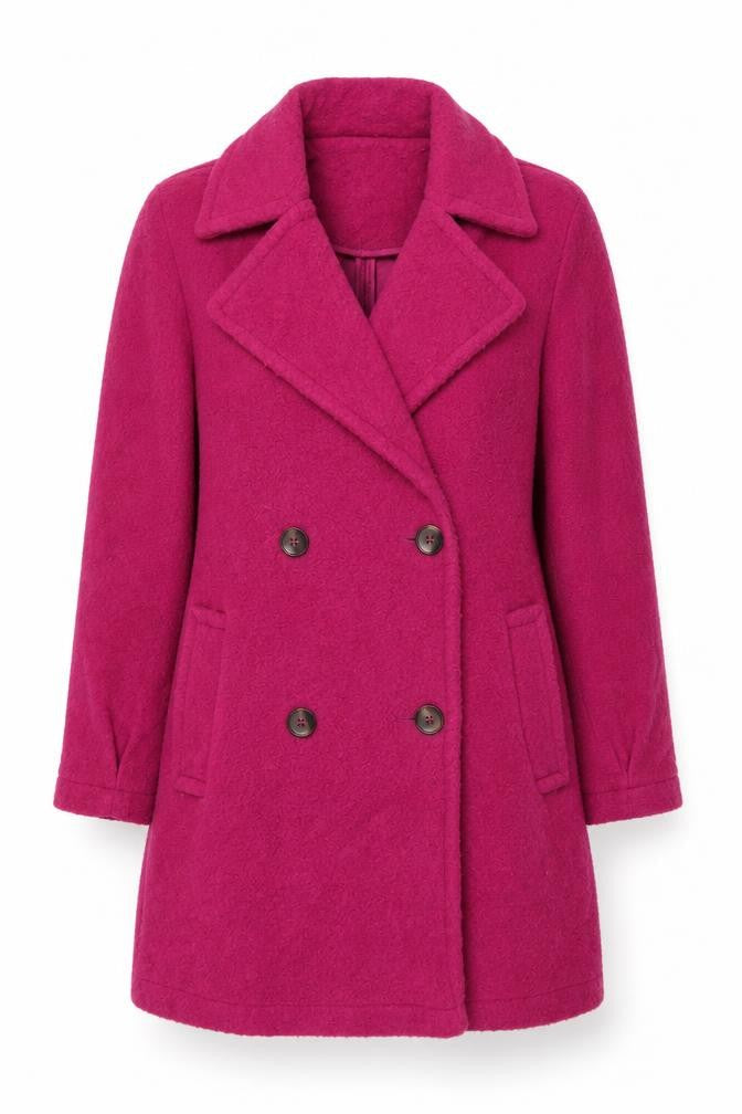 TU Women’s Pink Size S Double-Breasted Pea Coat Fleece Button Jacket