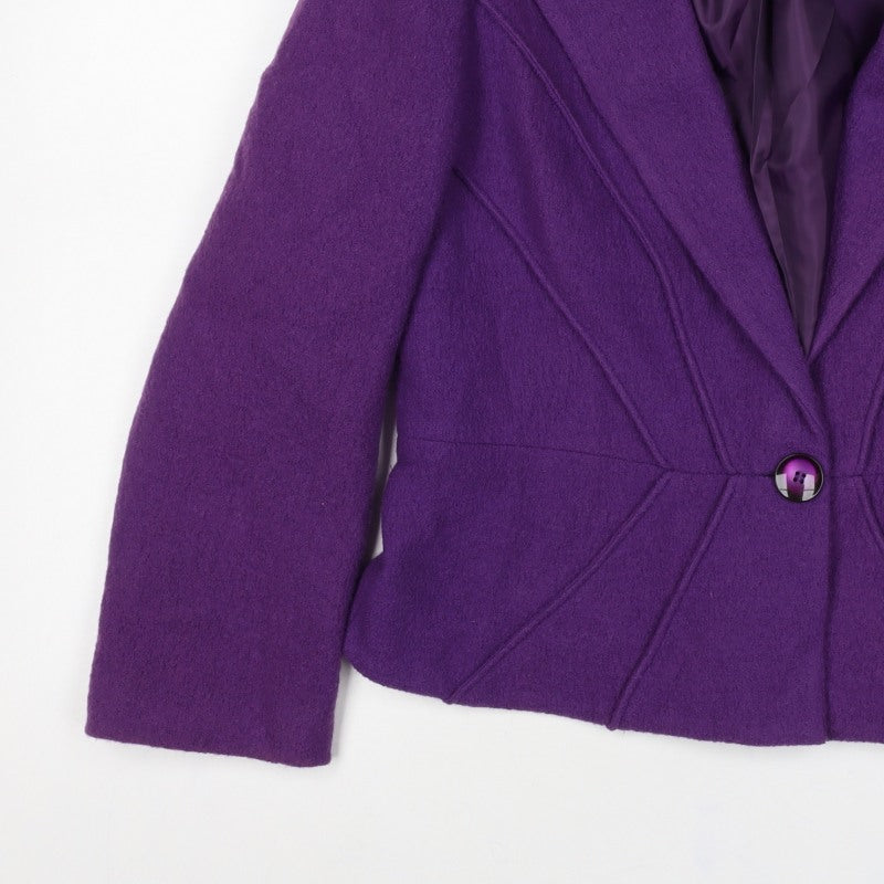 CC Petite Women’s Purple Size 14 Wool One Button Tailored Blazer Jacket