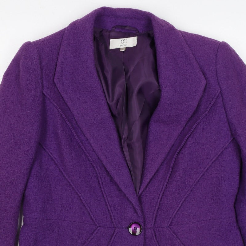 CC Petite Women’s Purple Size 14 Wool One Button Tailored Blazer Jacket