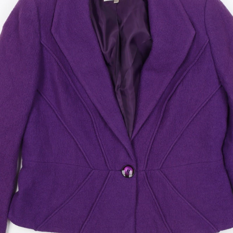 CC Petite Women’s Purple Size 14 Wool One Button Tailored Blazer Jacket