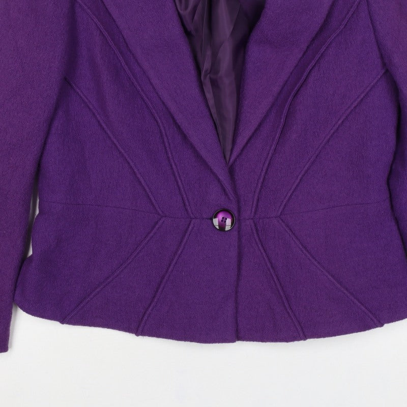CC Petite Women’s Purple Size 14 Wool One Button Tailored Blazer Jacket