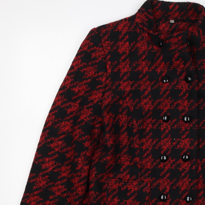 Mia Women’s Red Black Houndstooth Double-Breasted Blazer Size M