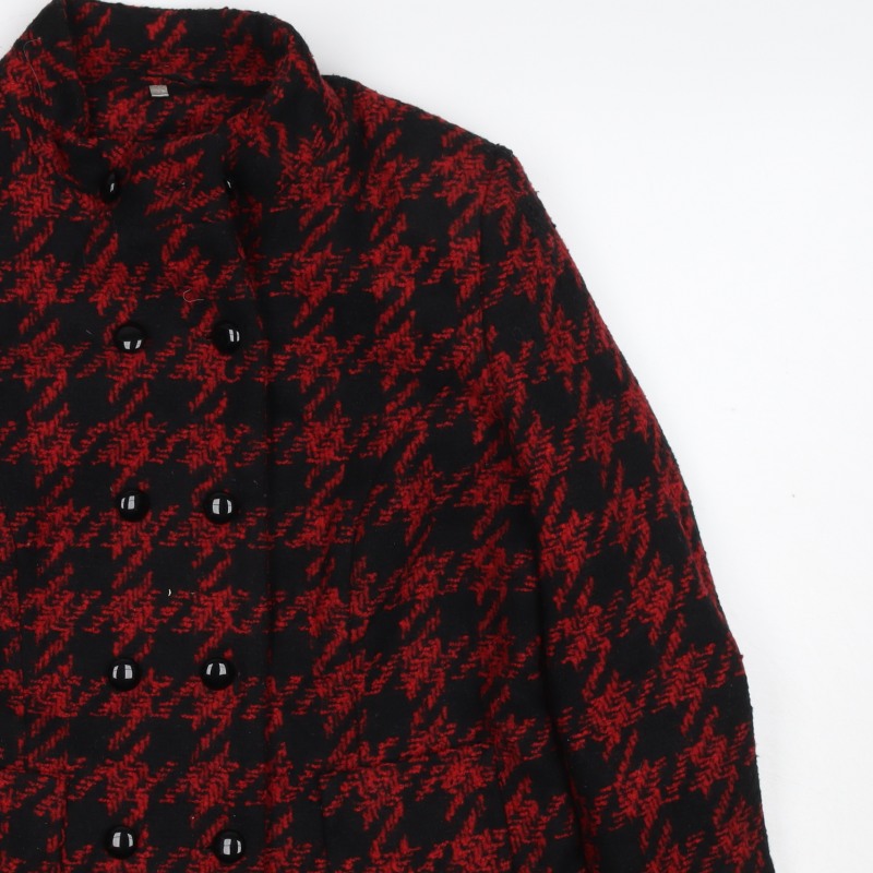 Mia Women’s Red Black Houndstooth Double-Breasted Blazer Size M
