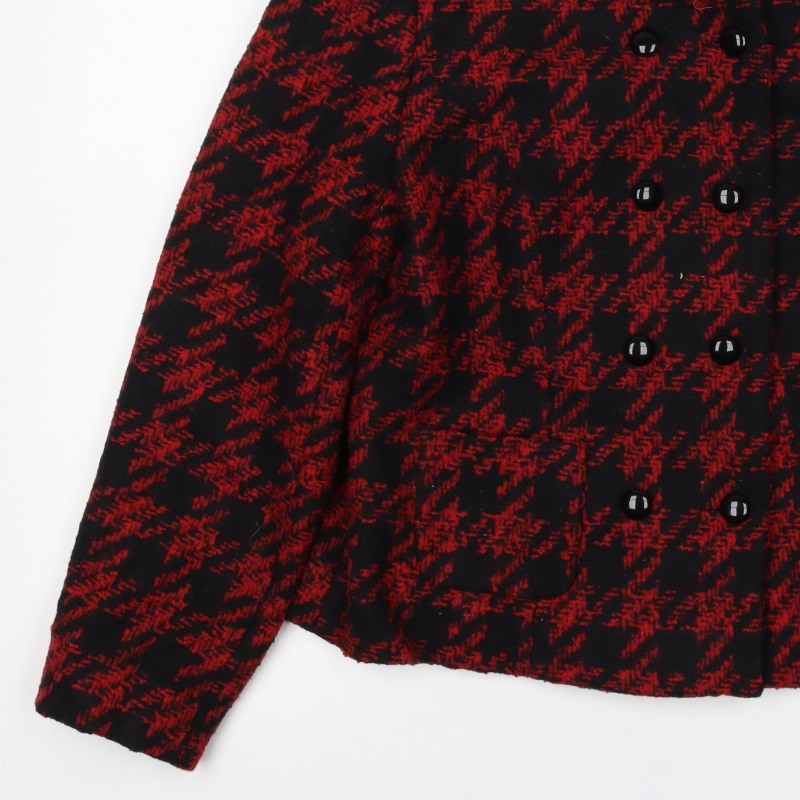 Mia Women’s Red Black Houndstooth Double-Breasted Blazer Size M