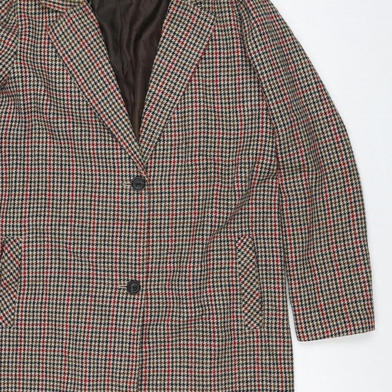 Primark Women’s Multicoloured Check Tweed Overcoat UK 14 Long