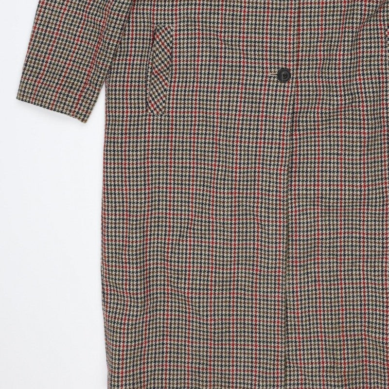 Primark Women’s Multicoloured Check Tweed Overcoat UK 14 Long