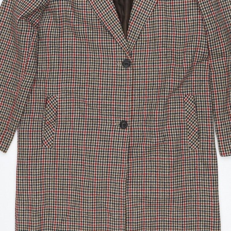Primark Women’s Multicoloured Check Tweed Overcoat UK 14 Long