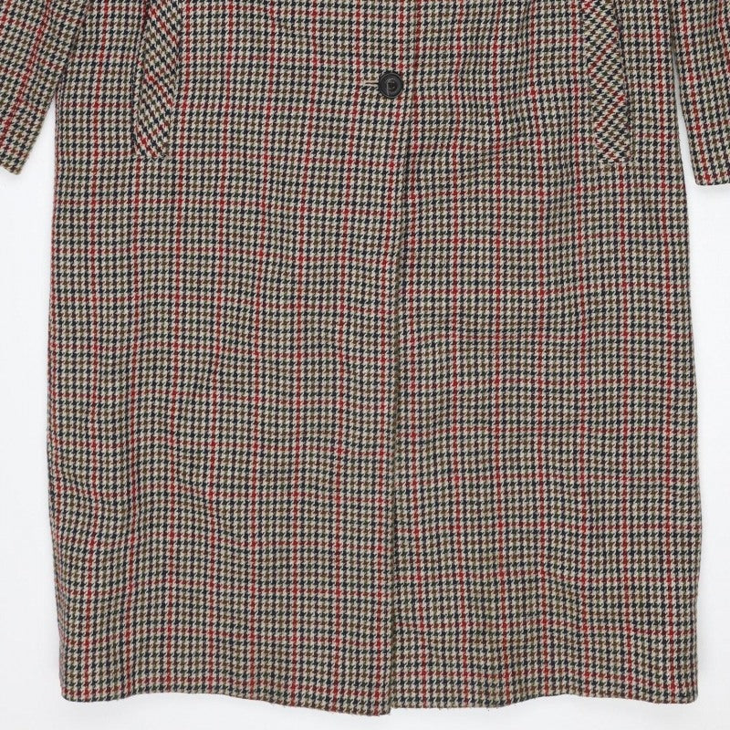 Primark Women’s Multicoloured Check Tweed Overcoat UK 14 Long