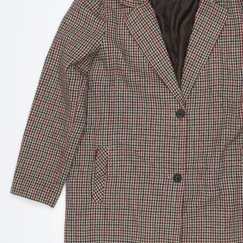Primark Women’s Multicoloured Check Tweed Overcoat UK 14 Long
