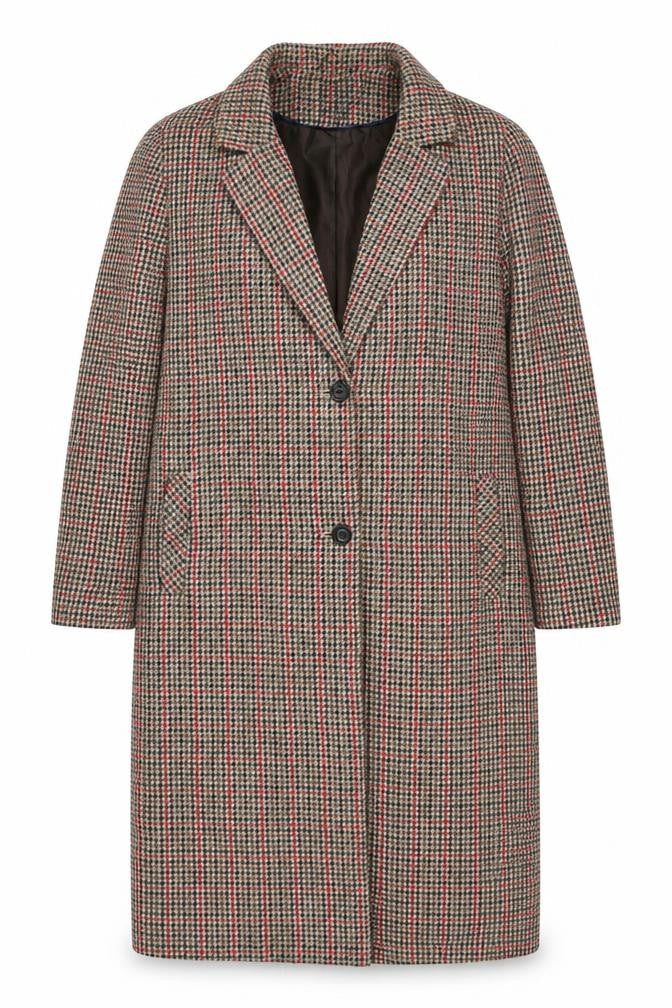 Primark Women’s Multicoloured Check Tweed Overcoat UK 14 Long