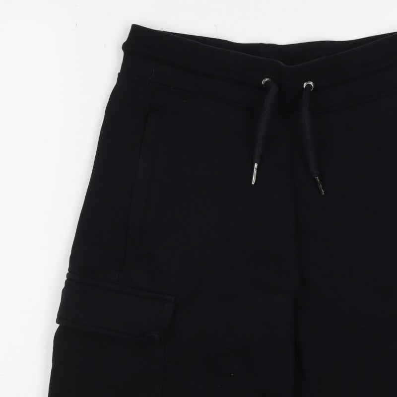 Lonsdale Men’s Black XS Cargo Sweat Shorts Drawstring Logo Pockets