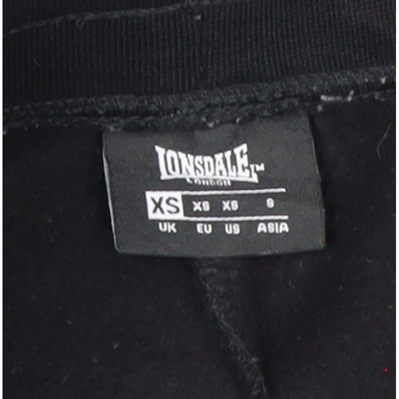 Lonsdale Men’s Black XS Cargo Sweat Shorts Drawstring Logo Pockets