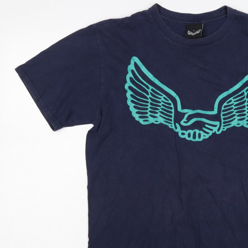 Unabomber Men’s Blue Large Wing Graphic Crew Neck T-Shirt