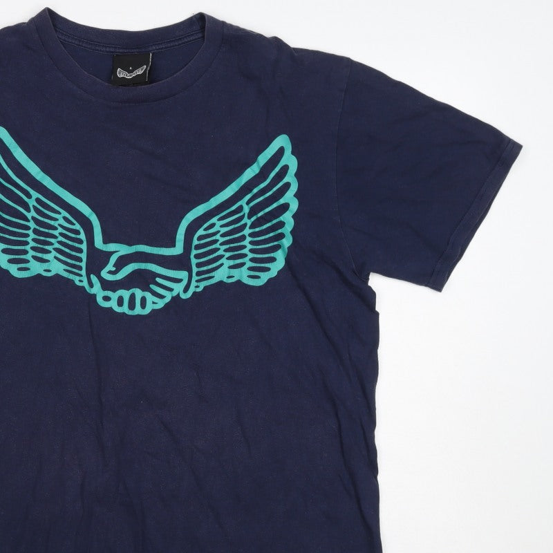 Unabomber Men’s Blue Large Wing Graphic Crew Neck T-Shirt