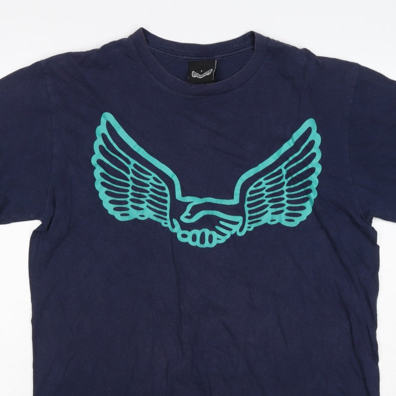 Unabomber Men’s Blue Large Wing Graphic Crew Neck T-Shirt