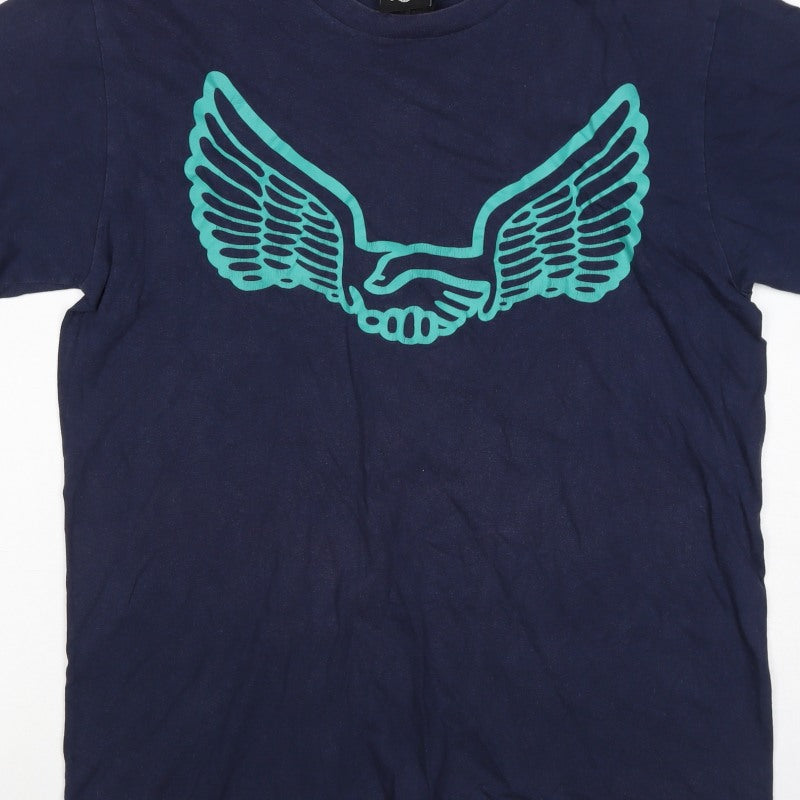 Unabomber Men’s Blue Large Wing Graphic Crew Neck T-Shirt