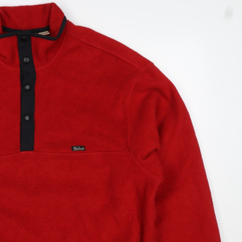 Woolrich Men's Red L Fleece Snap Pullover High Neck Sweatshirt