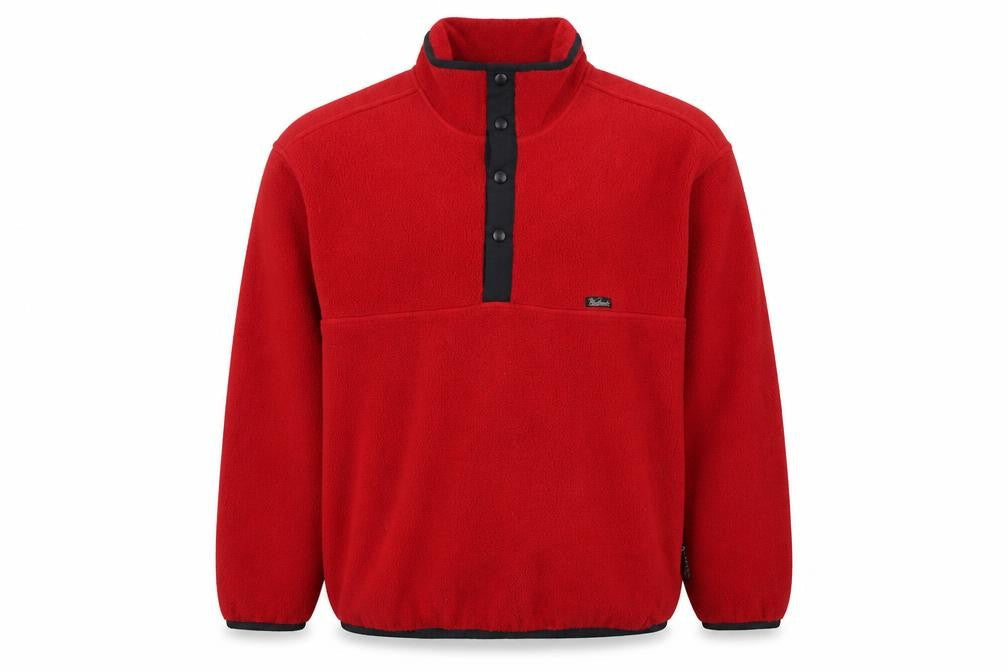 Woolrich Men's Red L Fleece Snap Pullover High Neck Sweatshirt