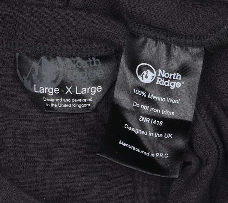 North Ridge Women Black XL Basic Merino Thermal Long Sleeve T-Shirt