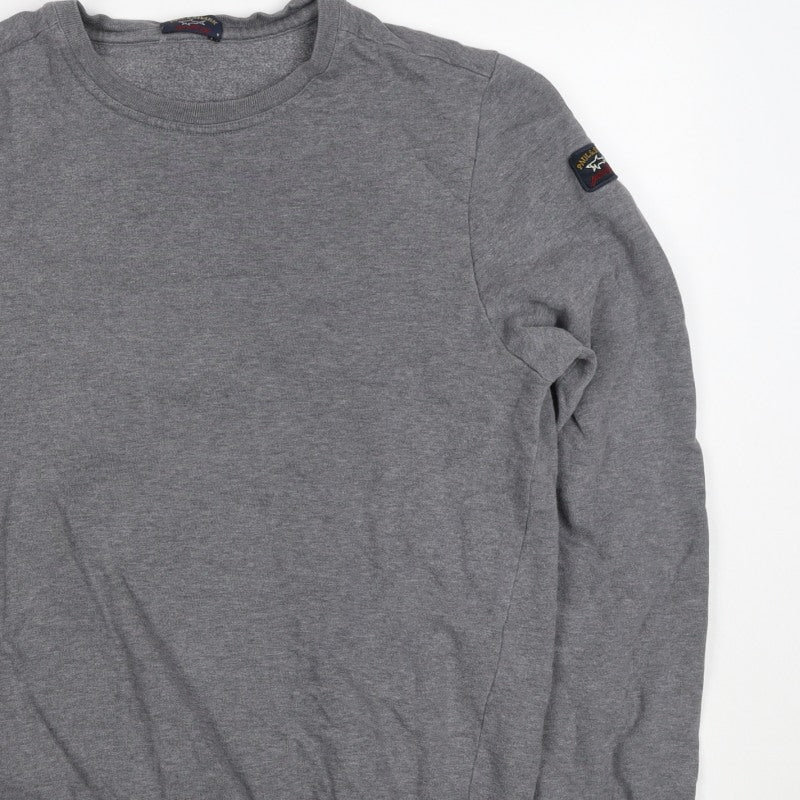 Paul & Shark Mens Grey M Crew Neck Pullover Sweatshirt Logo